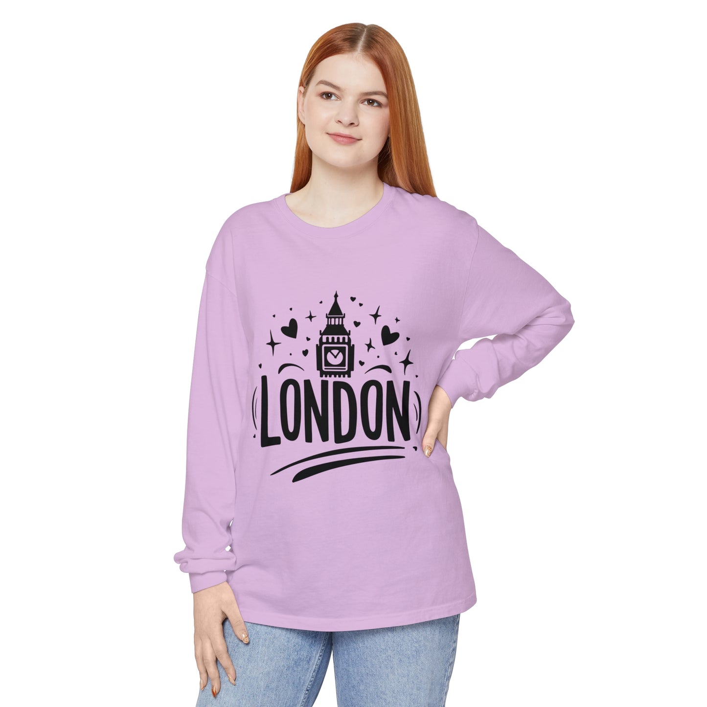 Unisex Garment-dyed Long Sleeve T-Shirt - Pretty London