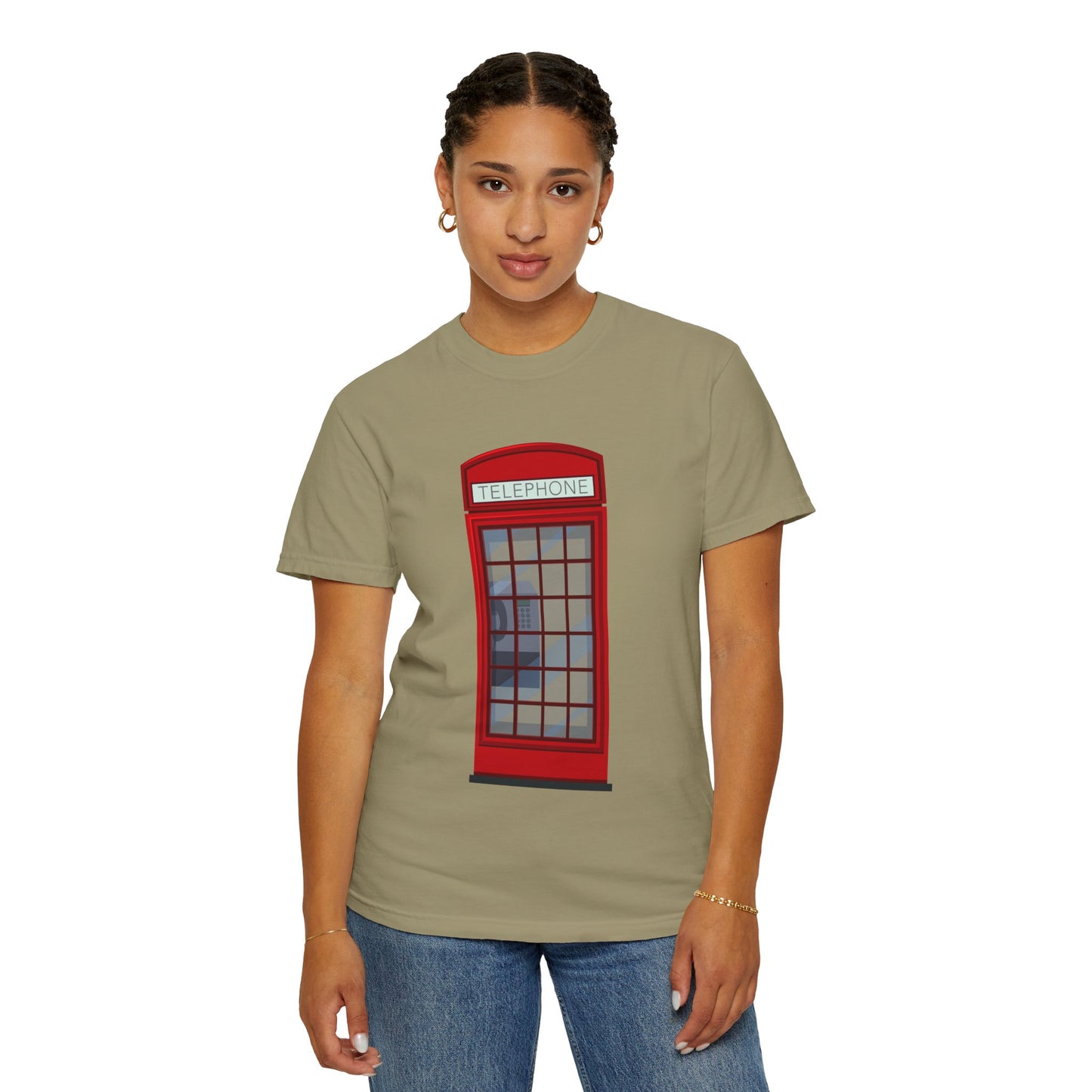 Unisex Garment-Dyed T-shirt - Iconic British Public Telephone