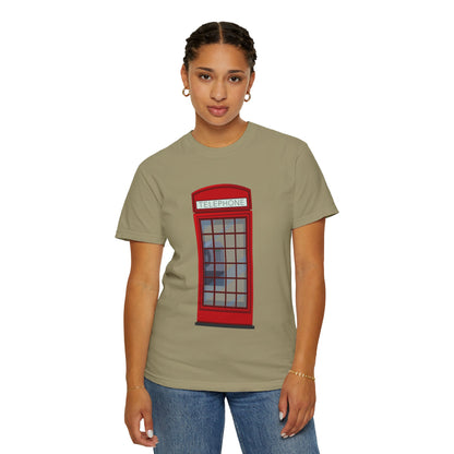 Unisex Garment-Dyed T-shirt - Iconic British Public Telephone