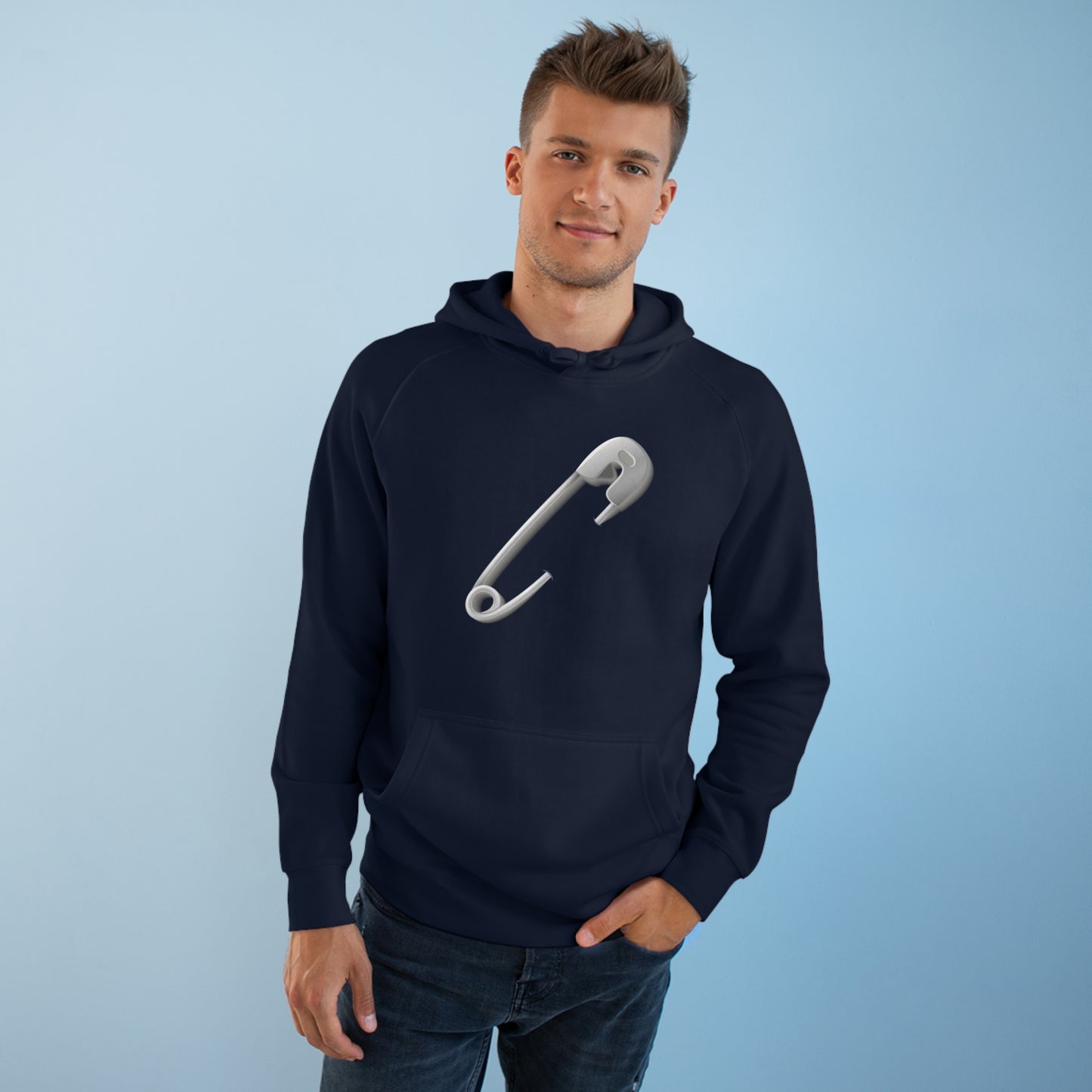 Unisex Hoodie Cozy  -Minimalist Safety Pin Design