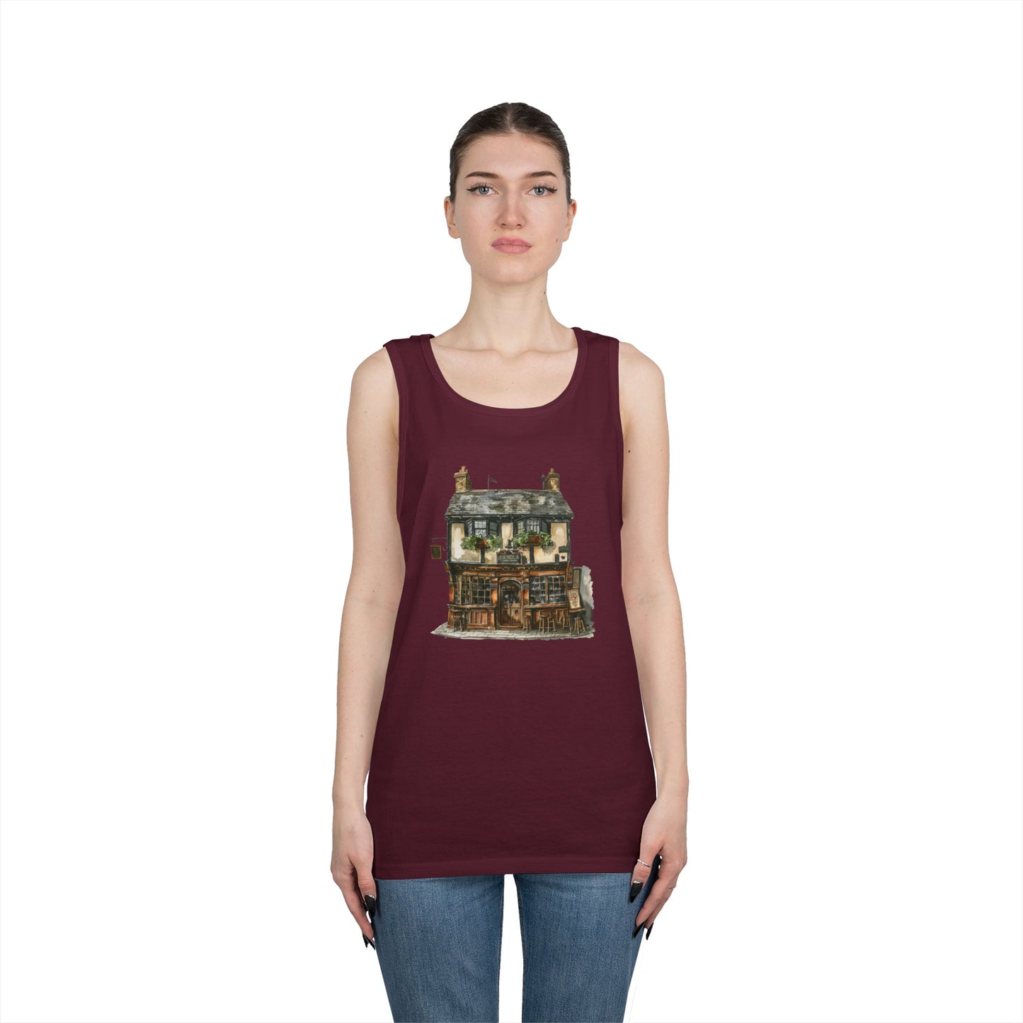 Unisex Heavy Cotton Tank Top - Historic English Home Wall Art Design