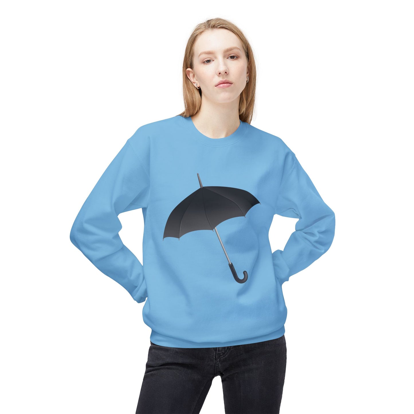 Unisex Midweight Softstyle Fleece Crewneck Sweatshirt - Regal Royal Umbrella - Elegant and Majestic Design