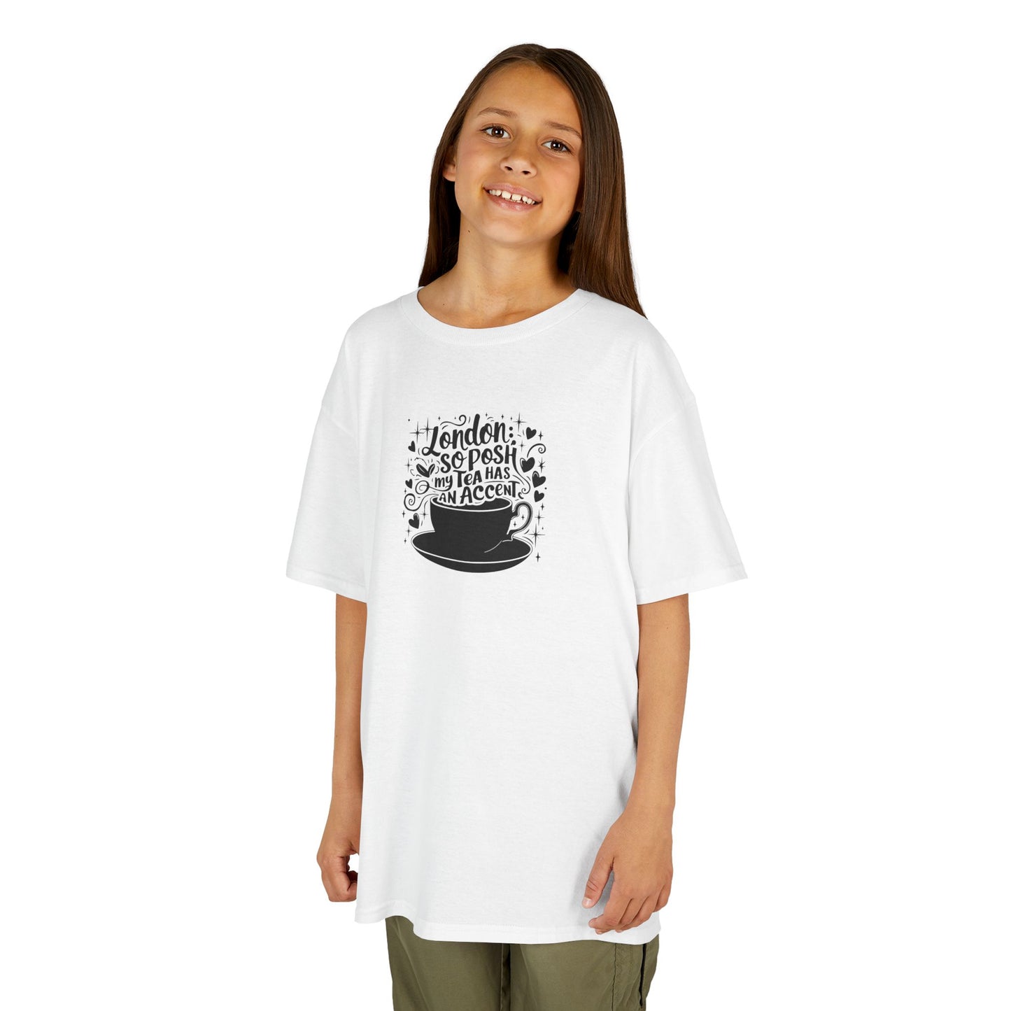Kids Cotton Tee – London so posh my tea has an accent – Perfect for Coffee Lovers!