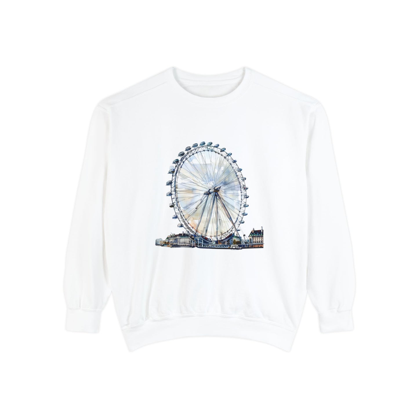 Unisex Garment-Dyed Sweatshirt - London Eye - Iconic Ferris Wheel