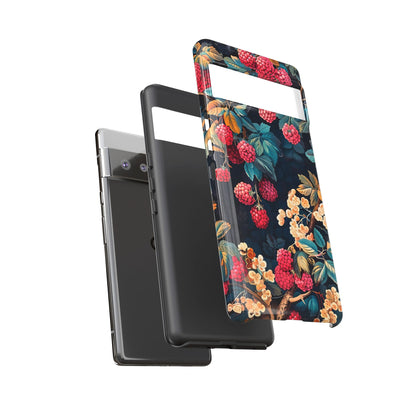 Floral Phone Case with Berry Design, Durable Phone Cover, Floral Print, Gift for Plant Lovers, Nature-Inspired Accessory