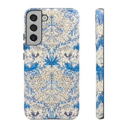 Elegant Floral Phone Case, Tough iPhone Cover, Stylish Mobile Protector, Blue Patterned Case, Unique Gift for Her
