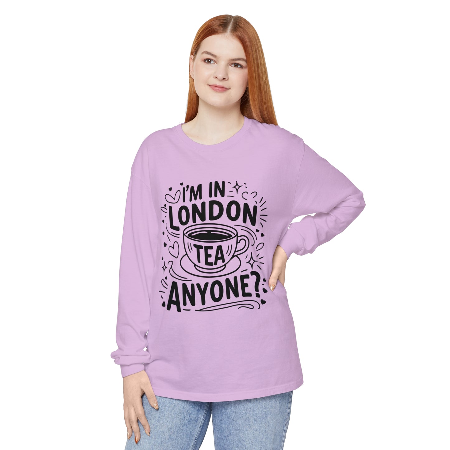 Unisex Garment-dyed Long Sleeve T-Shirt - London's Relaxing Tea