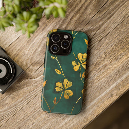 Floral Phone Case with Gold Accents, Tough Phone Cover, Stylish Phone Protector, Unique Gift for Her, Nature Lover Accessory