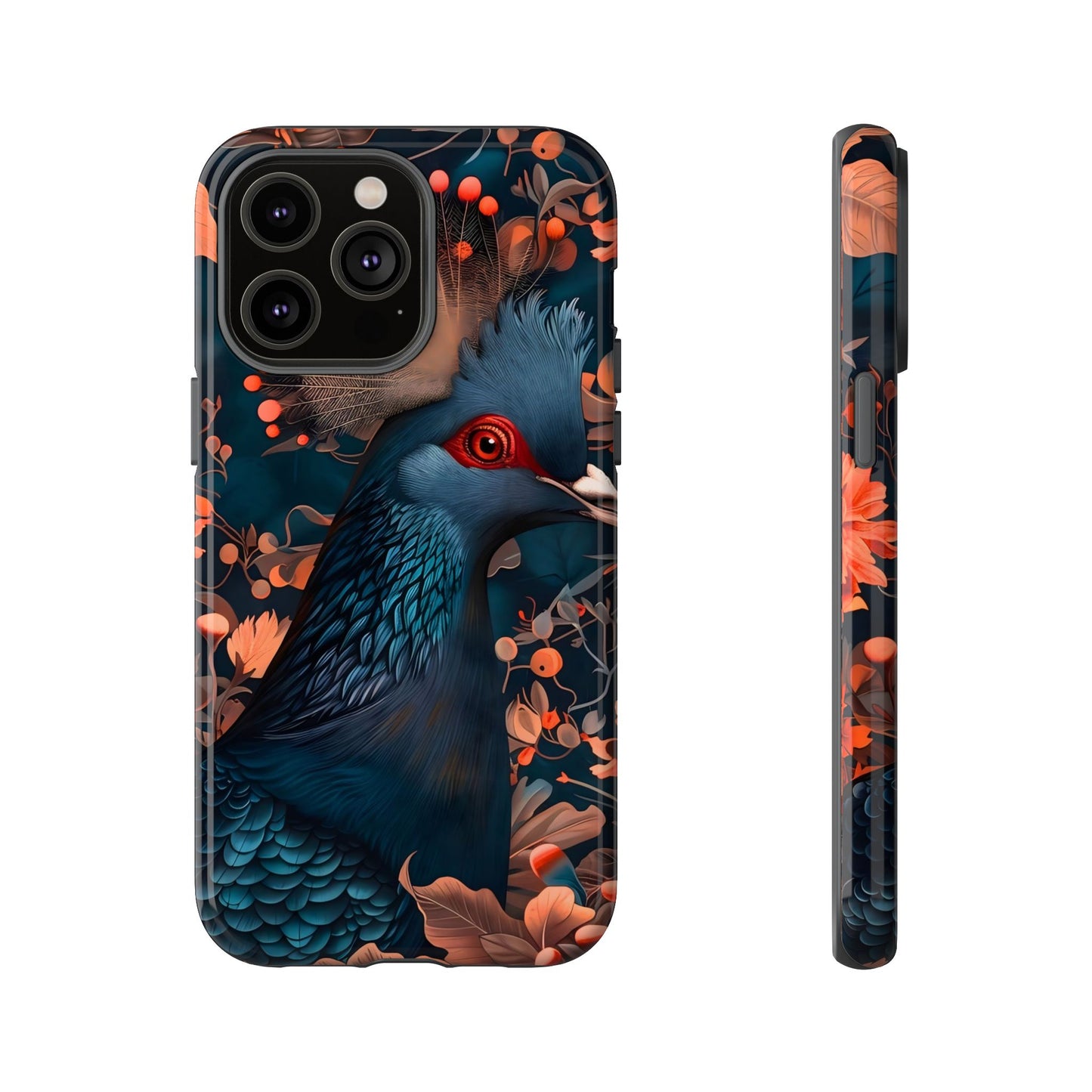 Vibrant Phone Case with Floral Peacock Design - Tough Cases, Artistic Phone Cover, Unique Gift for Nature Lovers, Stand Out Tech Accessory