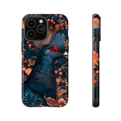 Vibrant Phone Case with Floral Peacock Design - Tough Cases, Artistic Phone Cover, Unique Gift for Nature Lovers, Stand Out Tech Accessory