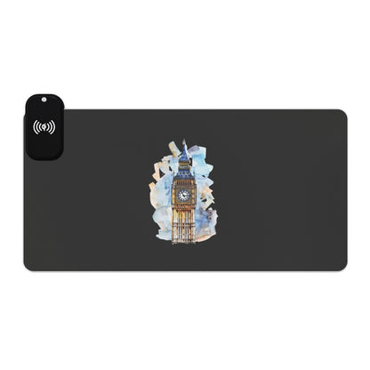 Big Ben with Clouds (Realistic) - LED Gaming Mouse Pad, Wireless Charging, Illuminated Desk Essentials for Gamers, Computer Accessories, Perfect for Streamers and Tech [...]