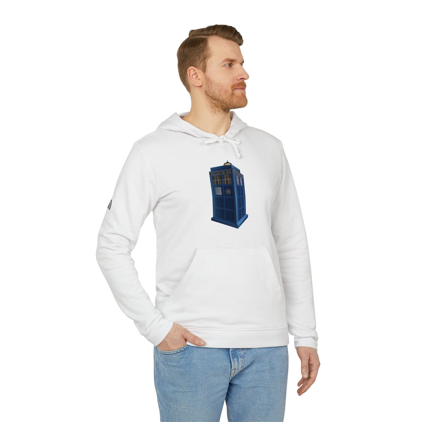 adidas Unisex Fleece Hoodie - British Police Public Call Box - Iconic TARDIS