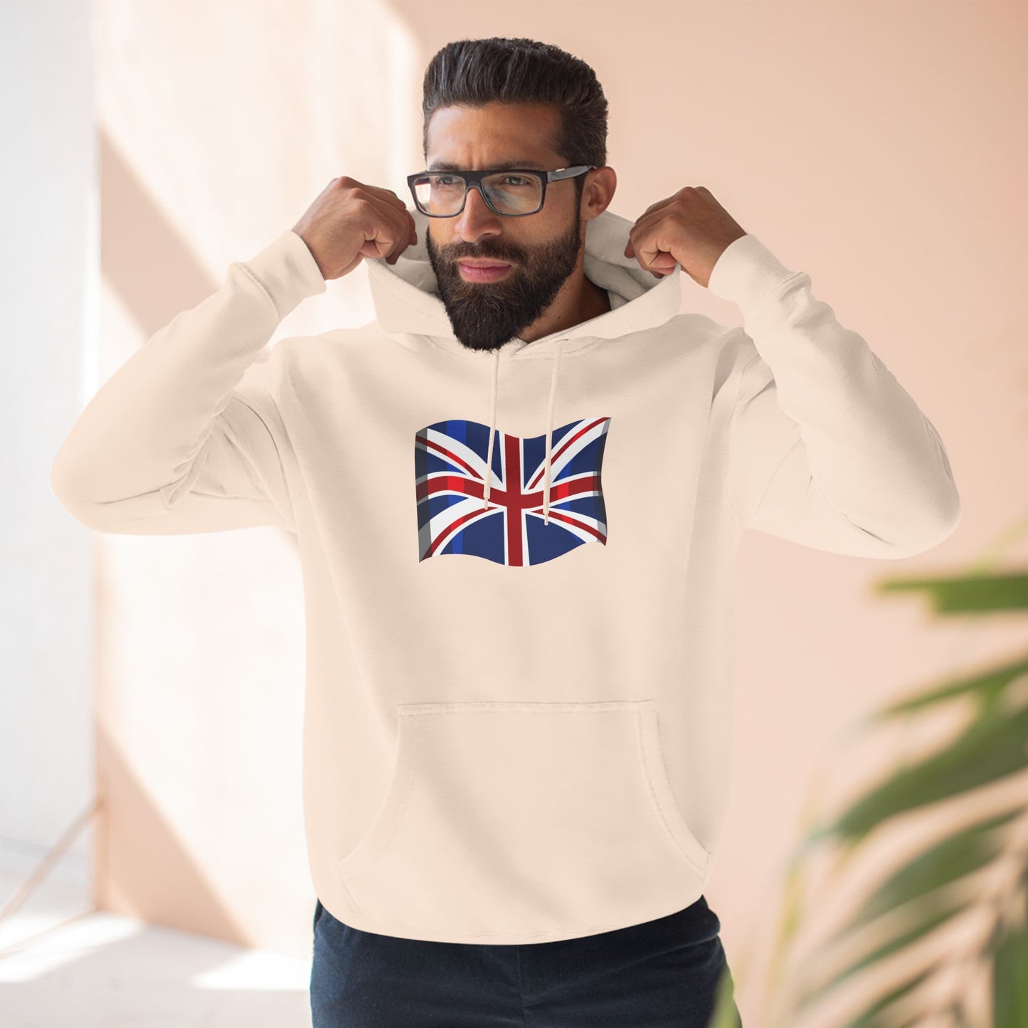 Three-Panel Fleece Hoodie - Trendy UK Flag Iconic