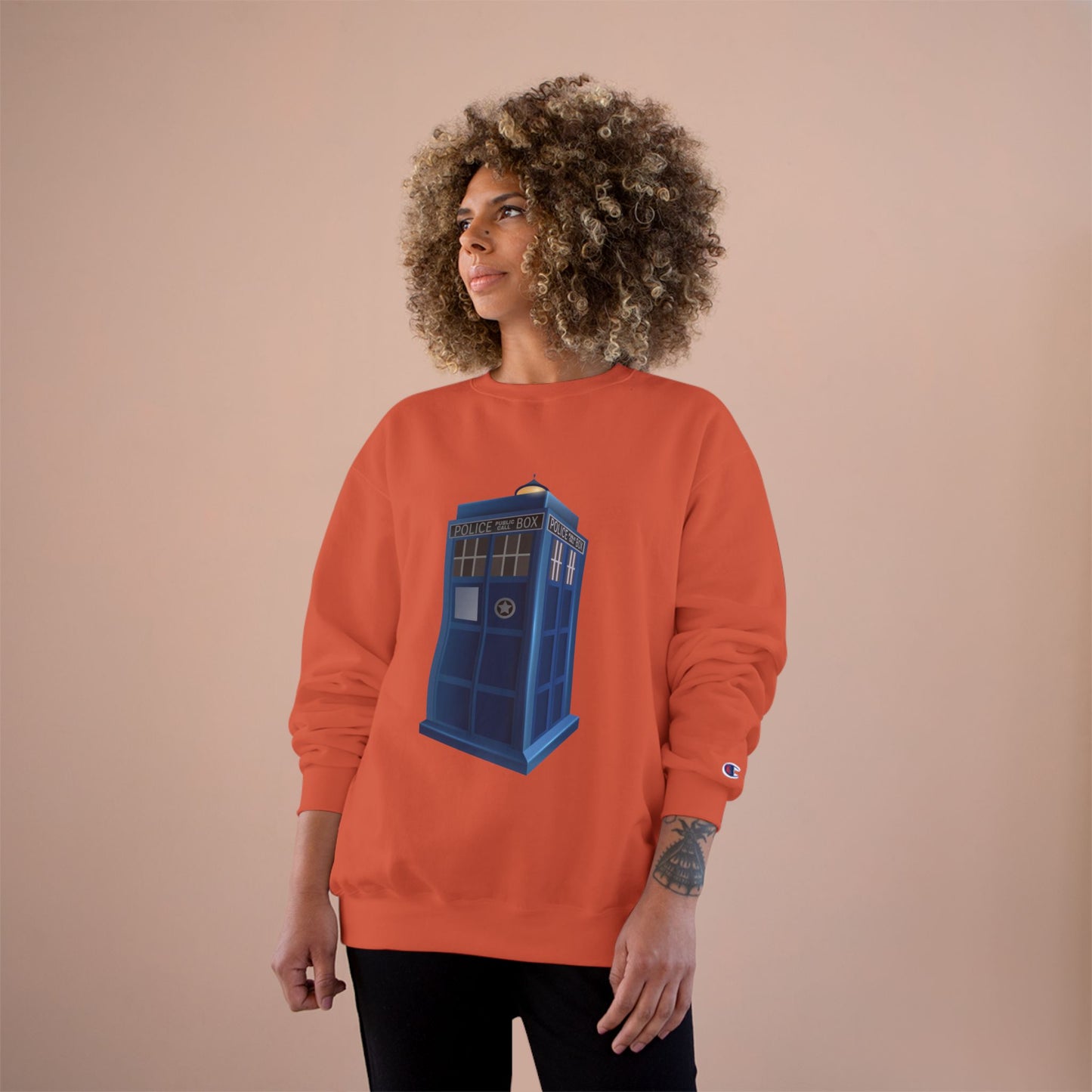 Champion Sweatshirt - British Police Public Call Box - Iconic TARDIS Design