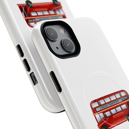 London Bus Tough Magnetic Case, iPhone Protector, Unique Phone Cover, Gifts for Travelers, Durable Mobile Case