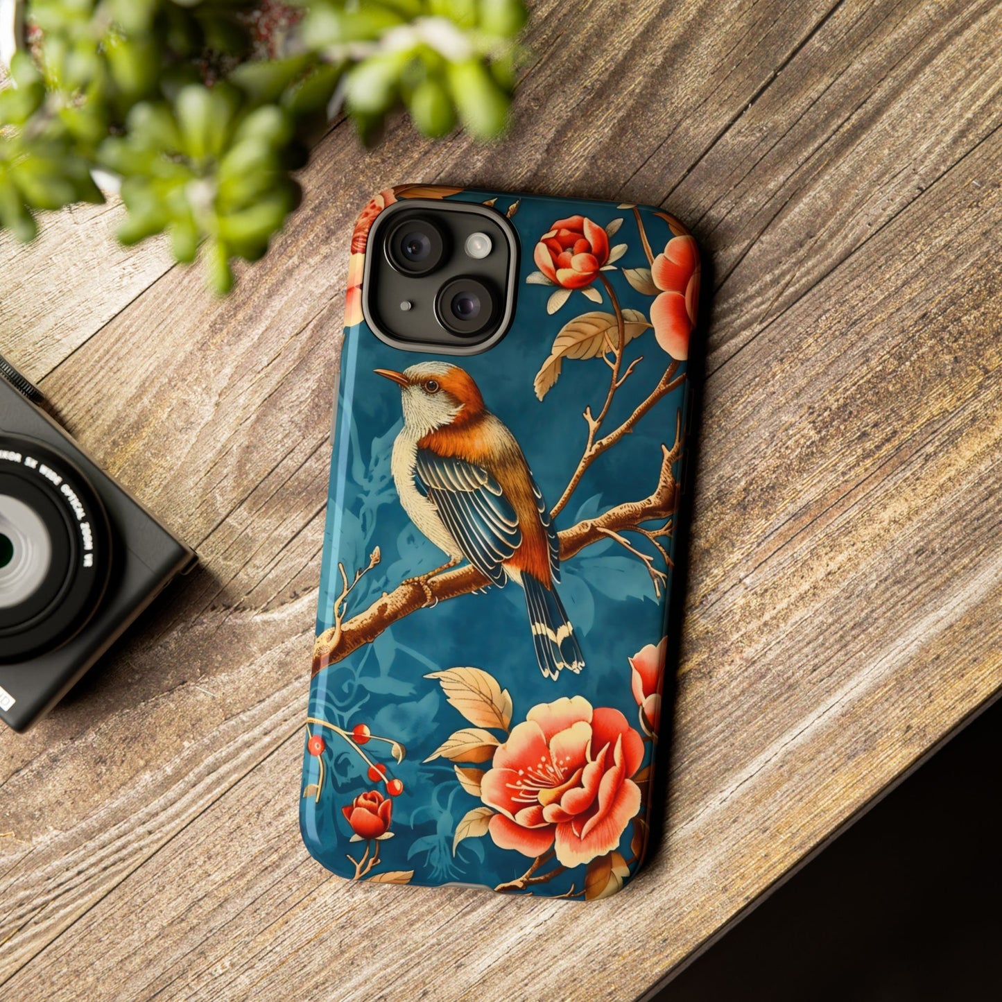 Bird & Floral Phone Case, Tough Cases for Nature Lovers, Gift for Her, Customizable Design, Vibrant Tech Accessories