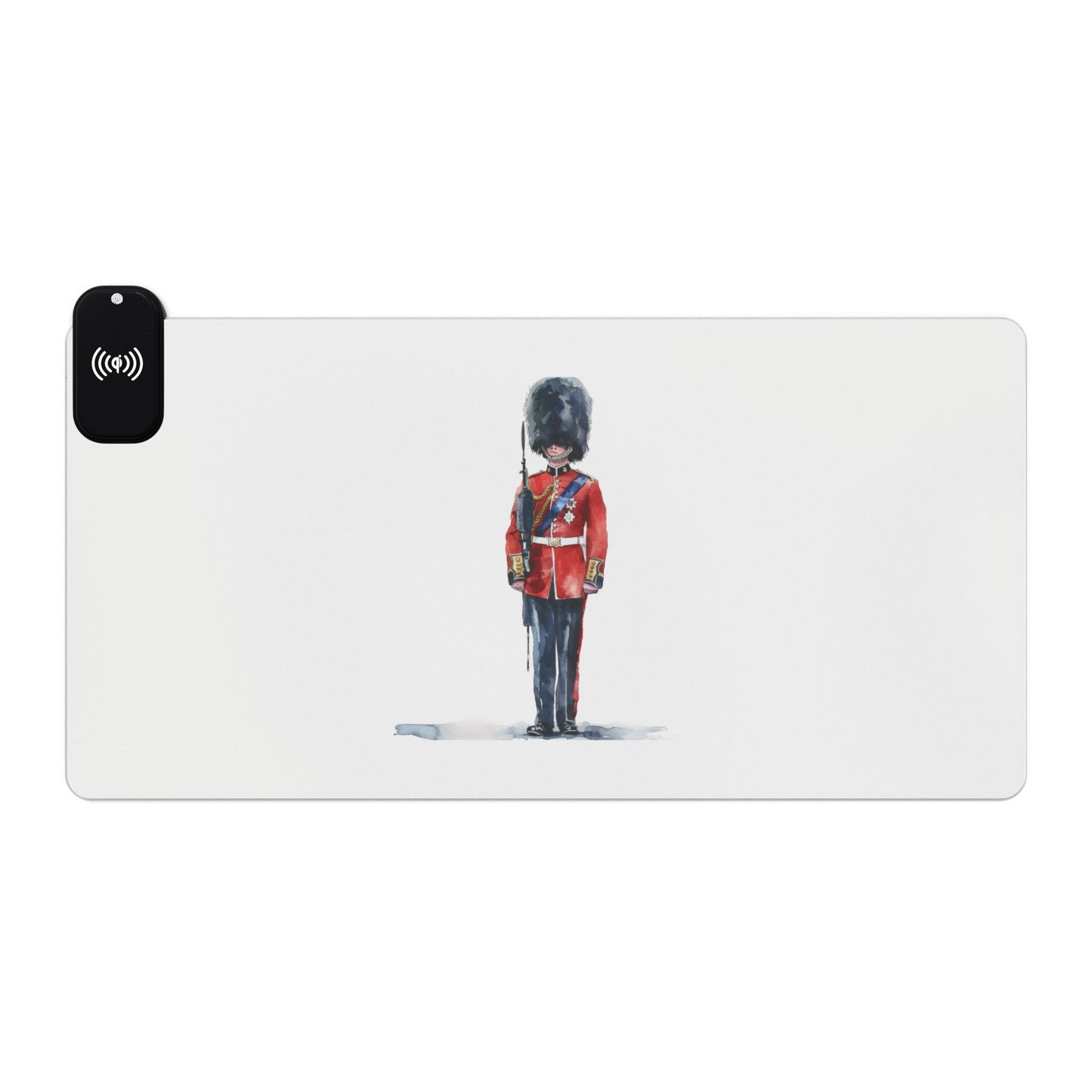 Regal Royal Guard – Standing Sentinel Art - LED Gaming Mouse Pad with Wireless Charging, Ideal for Gamers, Home Office, Unique Gift for Tech Lovers, Perfect for Holidays