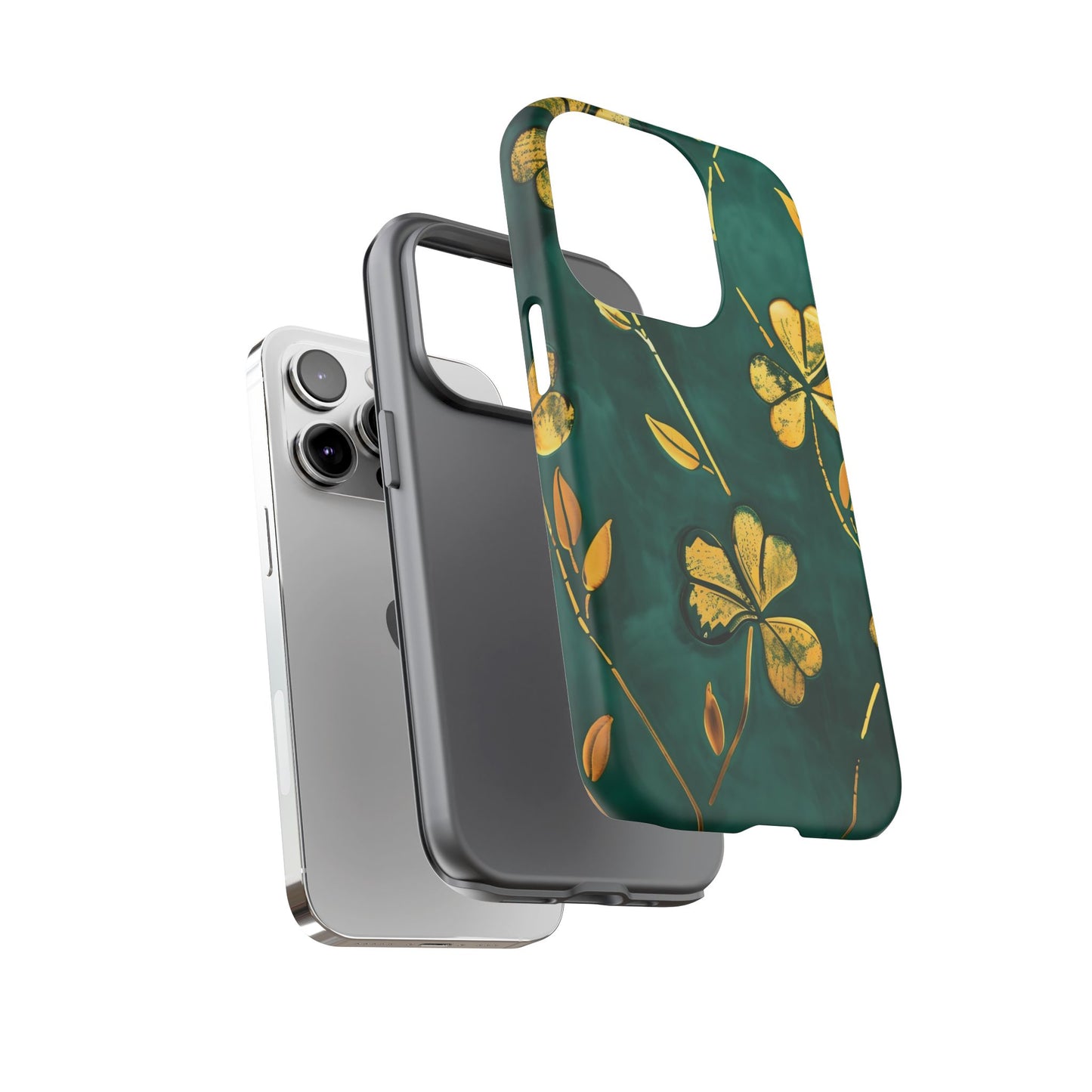 Floral Phone Case with Gold Accents, Tough Phone Cover, Stylish Phone Protector, Unique Gift for Her, Nature Lover Accessory