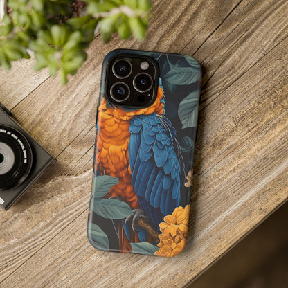 Tropical Parrot Phone Case - Tough Cases, Colorful Phone Cover, Nature Lover Gift, Floral Design, Bird Lover Accessory