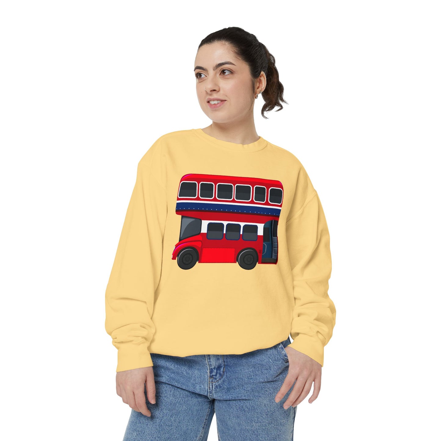 Unisex Garment-Dyed Sweatshirt - Red Routes - Exploring London’s Streets by Bus