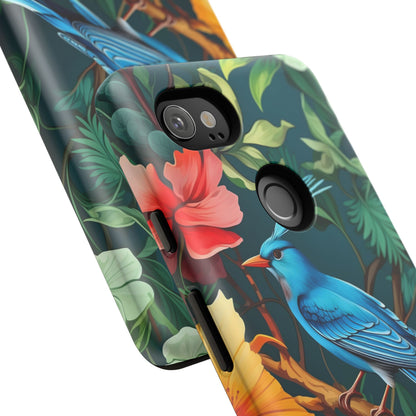 Tough Cases - Vibrant Bird Phone Case, Floral Design, Nature Lover, Unique Gift, Stylish Protection, Phone Accessories