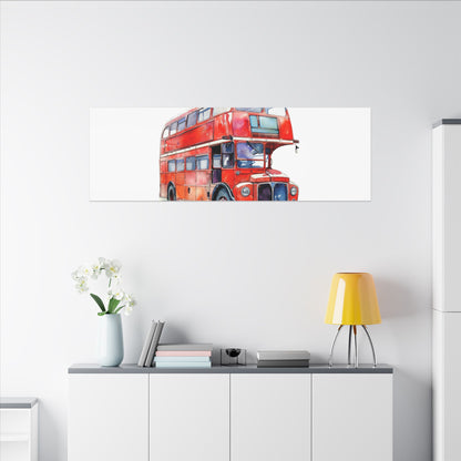 London Red Double-Decker Bus Art Canvas Print, Wall Decor for Travel Lovers, Home Office Gift, Unique Artwork for All Occasions
