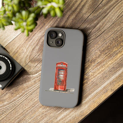 Red Phone Booth Phone Case, Vintage Style Case, Tough Cases for Gifts, Quirky Phone Accessories, Travel Lover's Gift