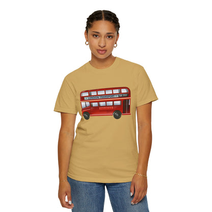 Unisex Garment-Dyed T-shirt - Rolling Through History: The British Red Bus