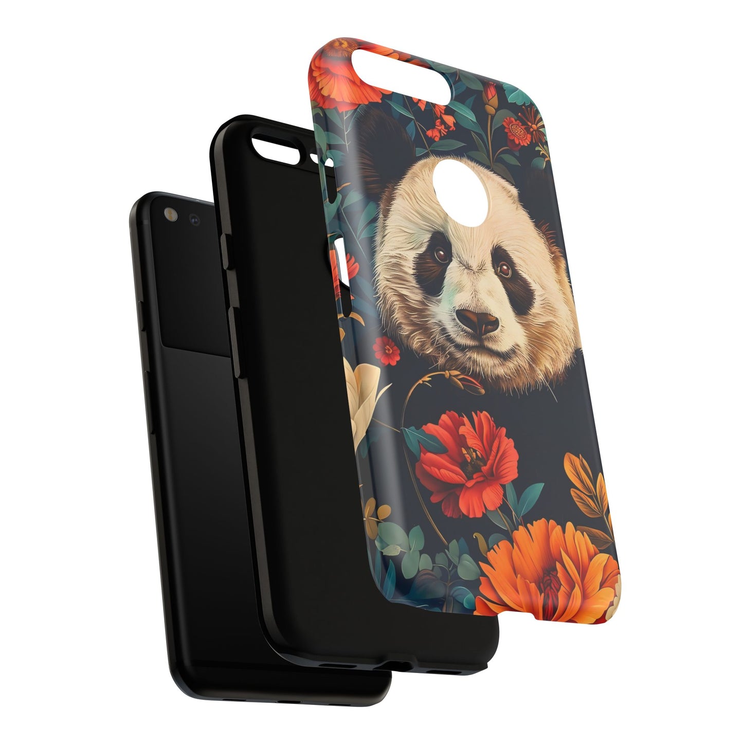 Panda Floral Phone Case, Tough Cases, Cute Animal Case, Floral Design, Gifts for Animal Lovers, Phone Accessories