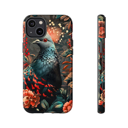 Floral Peacock Phone Case, Tough Cases, Artistic Phone Cover, Unique Gift, Nature Lover Accessory, Protective Case