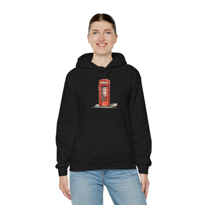 Unisex Heavy Blend™ Hooded Sweatshirt - Iconic British Public Telephone - Classic Red Phone Box Design