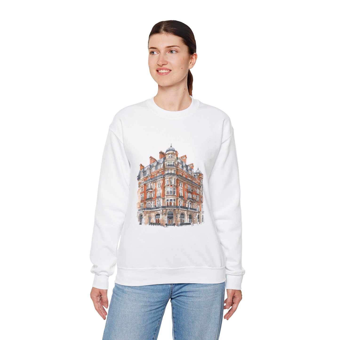 Unisex Heavy Blend™ Crewneck Sweatshirt - Classic British Architecture - Elegant Historic Building