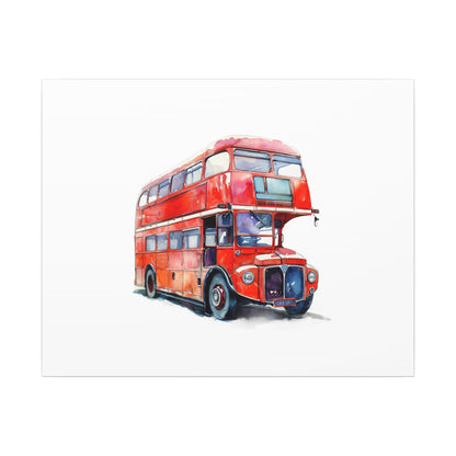London Red Double-Decker Bus Art Canvas Print, Wall Decor for Travel Lovers, Home Office Gift, Unique Artwork for All Occasions