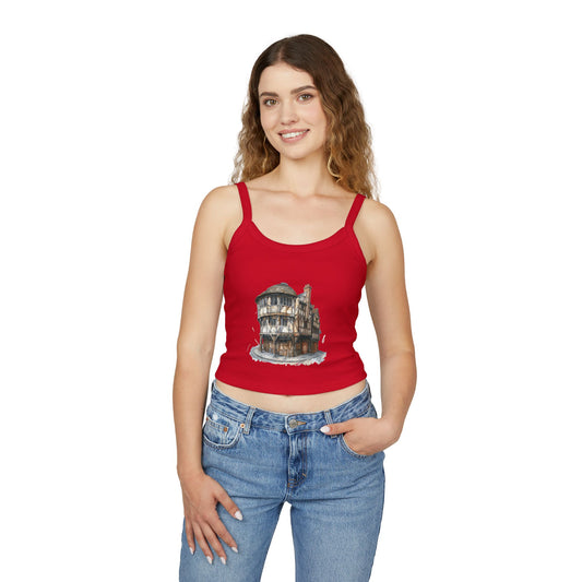 Women's Spaghetti Strap Tank Top - Classic Pub Decor Watercolor Illustration
