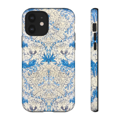 Elegant Floral Phone Case, Tough iPhone Cover, Stylish Mobile Protector, Blue Patterned Case, Unique Gift for Her