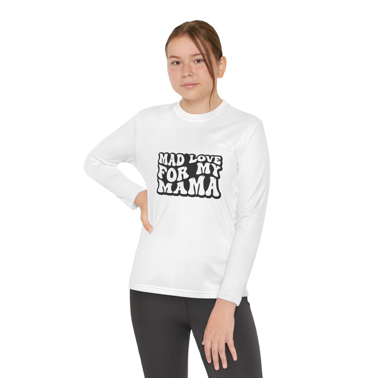 Youth Long Sleeve Competitor Tee - Mother's Day Mad Love for My Mama Design