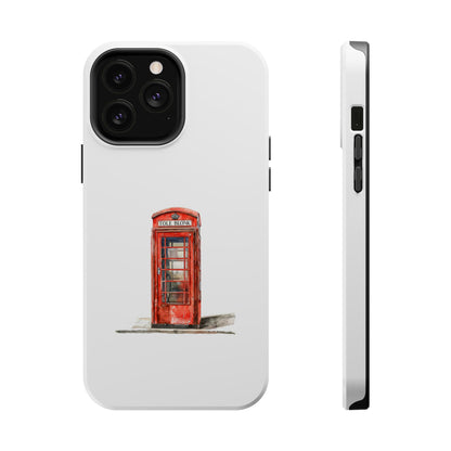 Red Telephone Booth Phone Case, Magnetic Tough Cases for Protection, Unique Gift for Phone Lovers, British Theme, Travel Accessory
