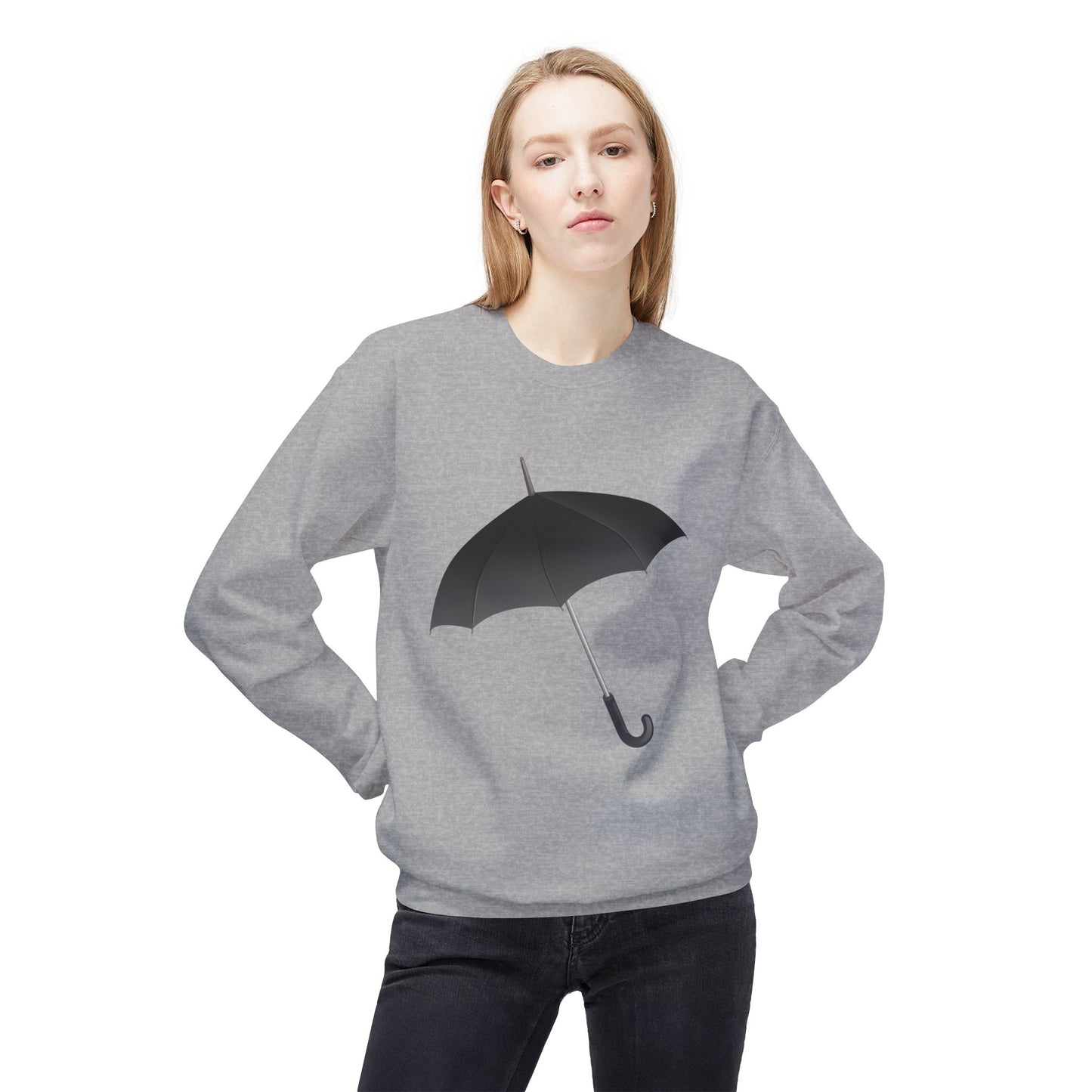 Unisex Midweight Softstyle Fleece Crewneck Sweatshirt - Regal Royal Umbrella - Elegant and Majestic Design