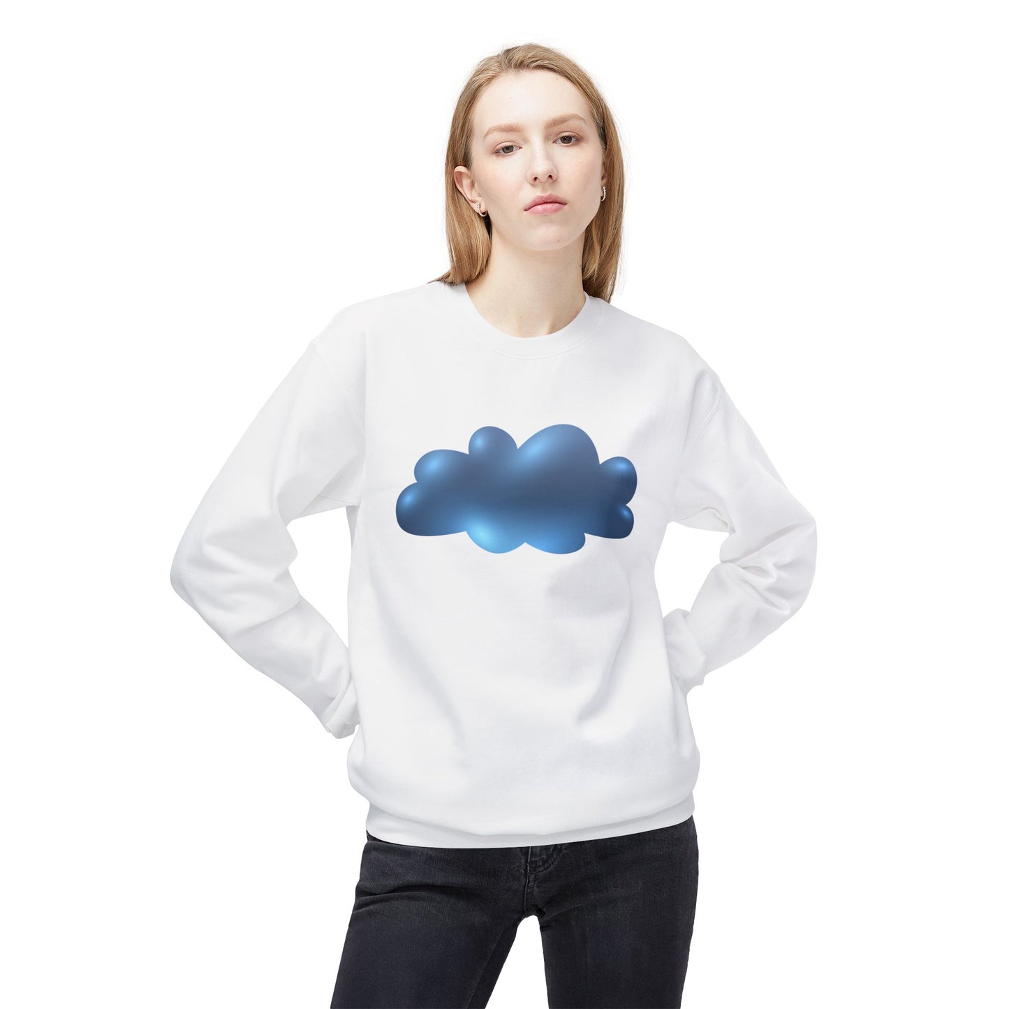 Unisex Midweight Softstyle Fleece Crewneck Sweatshirt - Serene Cloudscape - Dreamy Cloud Design