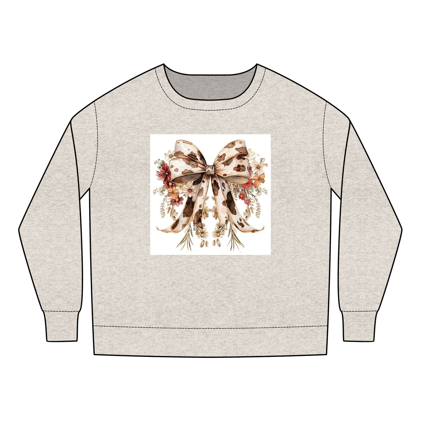 Toddler Sweatshirt - Elegant Cowhide Ribbon Bow with Wildflower Bouquet - Cozy & Stylish Gift for Kids