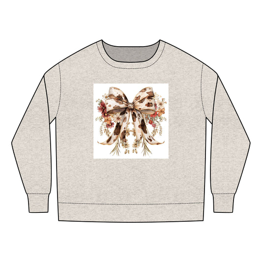 Toddler Sweatshirt - Elegant Cowhide Ribbon Bow with Wildflower Bouquet - Cozy & Stylish Gift for Kids