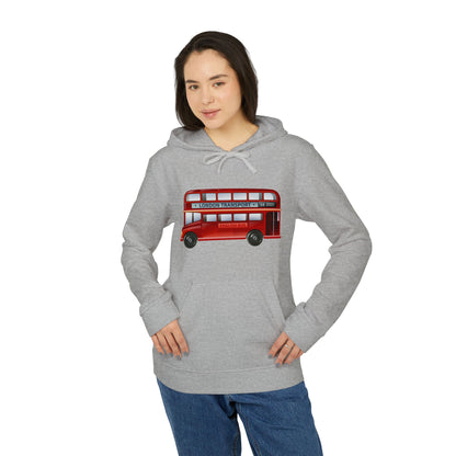 adidas Unisex Fleece Hoodie - Iconic London Red Double-Decker Transport English Bus