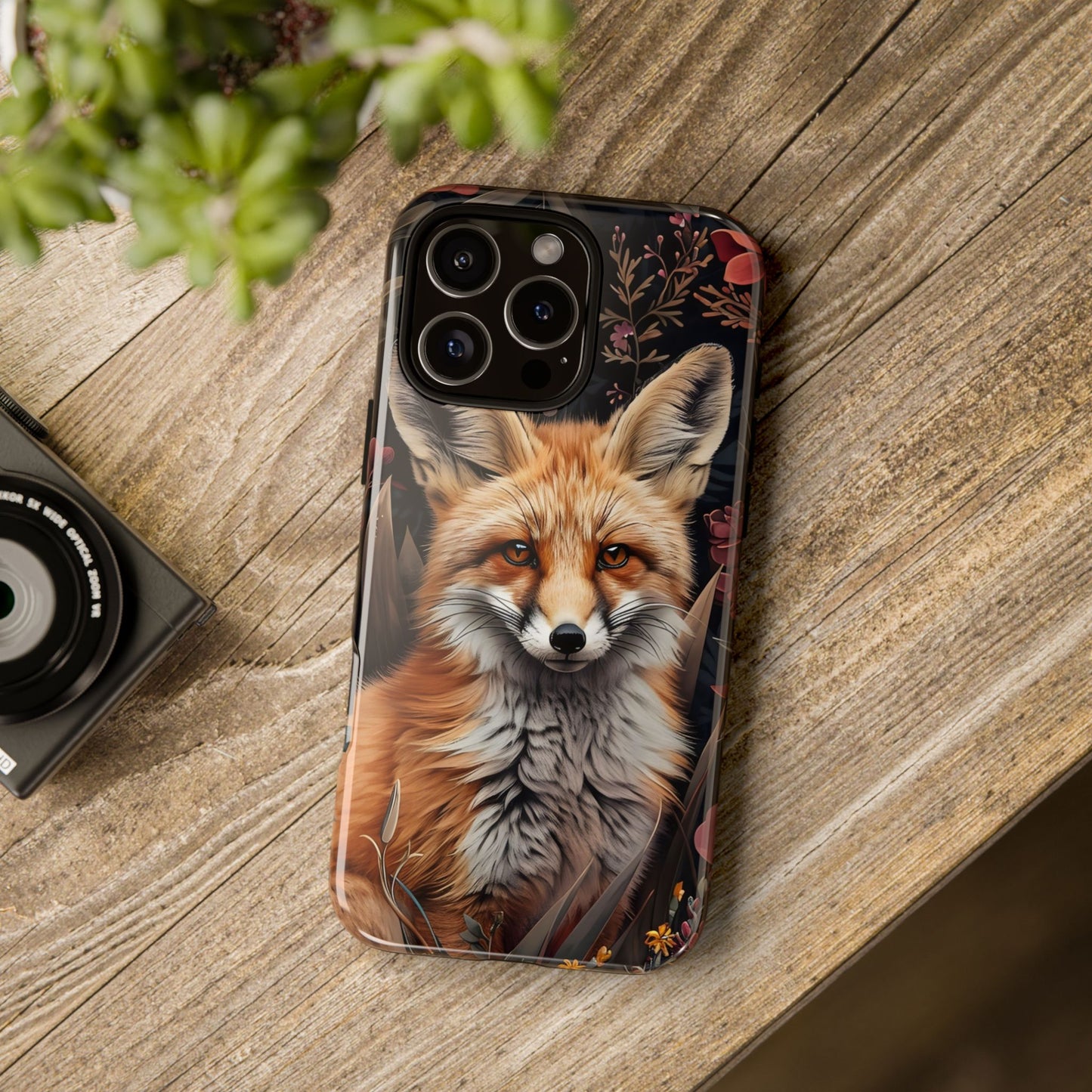 Fox Floral Phone Case, Tough Cases for Animal Lovers, Nature Themed Gift, Cute Phone Cover, Wild Fox Protector