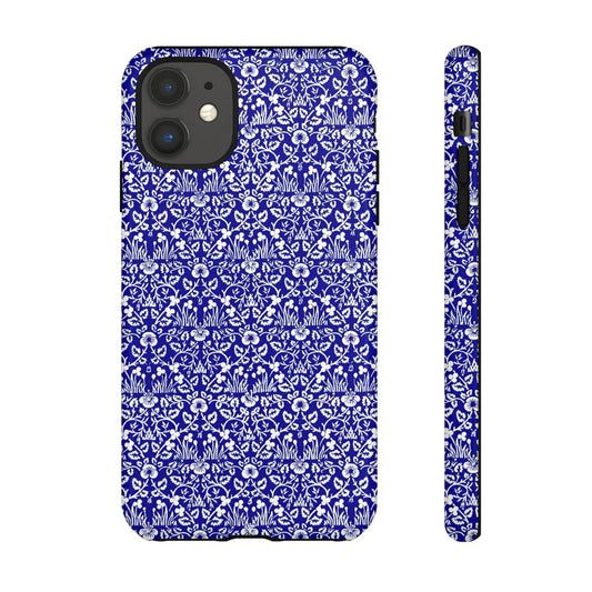 Elegant Floral Phone Case - Tough Cases, Blue Floral Design, Stylish Phone Accessory, Unique Gift, Modern Tech Protection