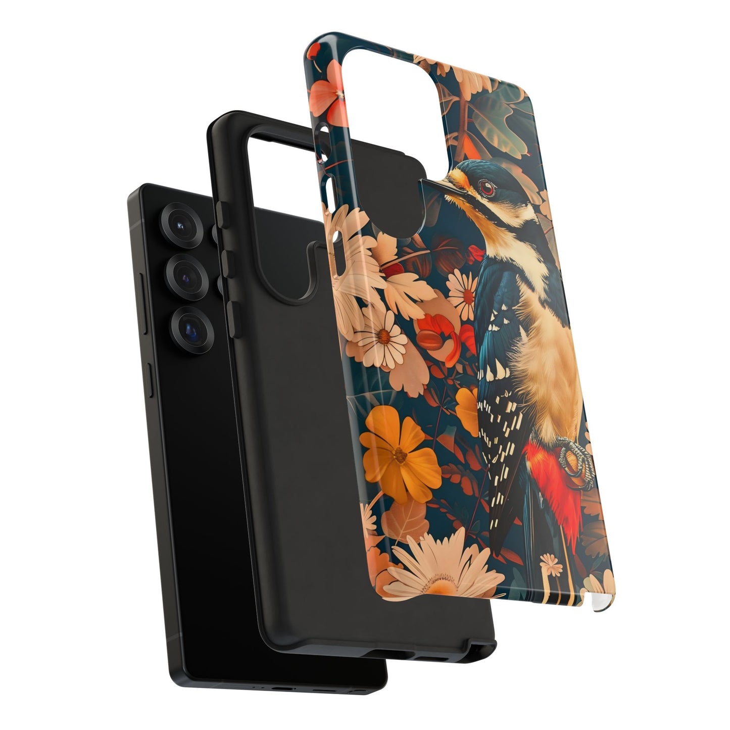 Artistic Bird Phone Case, Unique Tough Cases for Nature Lovers, Floral Design, Cute Gift, Customized Phone Accessories