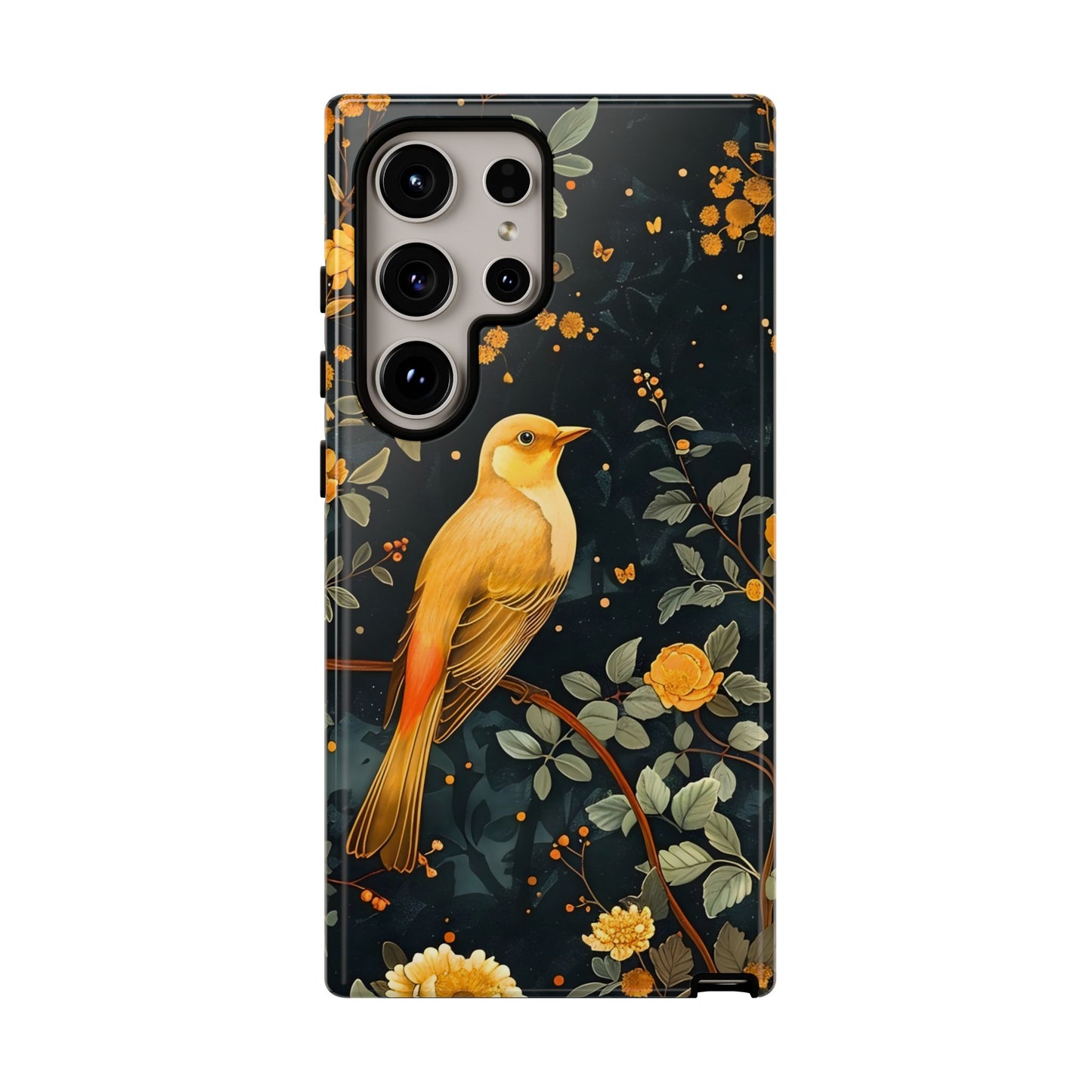 Floral Phone Case, Tough Cases with Bird Design, Nature Lover Gift, Stylish Protection, Birthday Present, Floral Phone Cover
