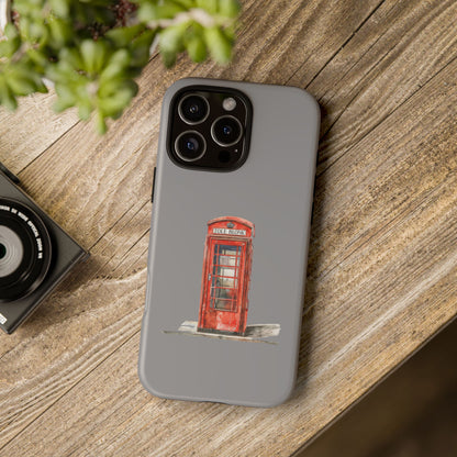 Red Phone Booth Phone Case, Vintage Style Case, Tough Cases for Gifts, Quirky Phone Accessories, Travel Lover's Gift