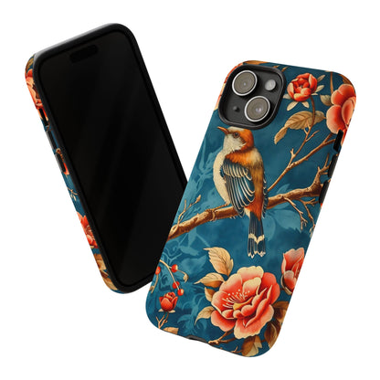 Bird & Floral Phone Case, Tough Cases for Nature Lovers, Gift for Her, Customizable Design, Vibrant Tech Accessories