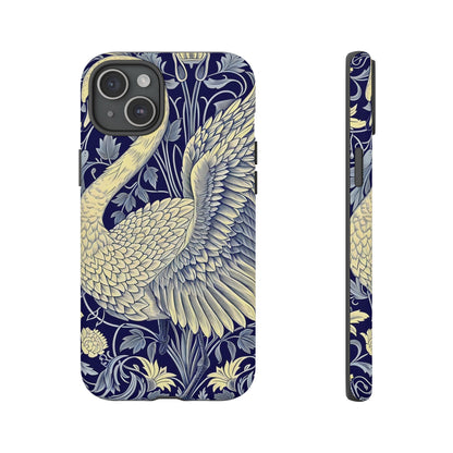 Elegant Swan Phone Case, Floral Design, Tough Cases for Gift, Stylish Protection, Unique Phone Accessory, Modern Floral Art