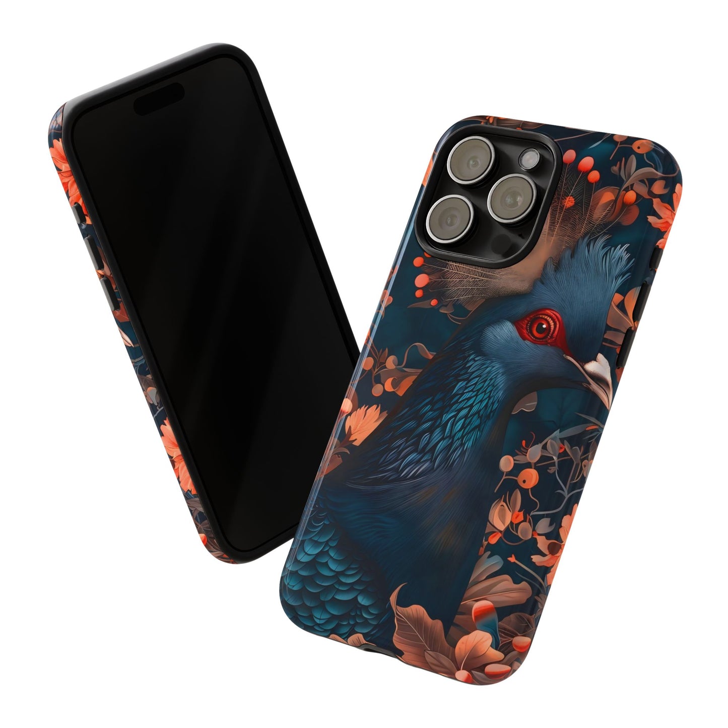 Vibrant Phone Case with Floral Peacock Design - Tough Cases, Artistic Phone Cover, Unique Gift for Nature Lovers, Stand Out Tech Accessory